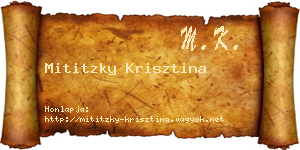 Mititzky Krisztina névjegykártya